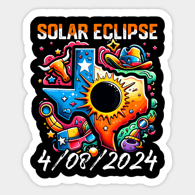 Solar Eclipse 2024 Texas 4.08.24 Solar Eclipse Sticker by Diana-Arts-C